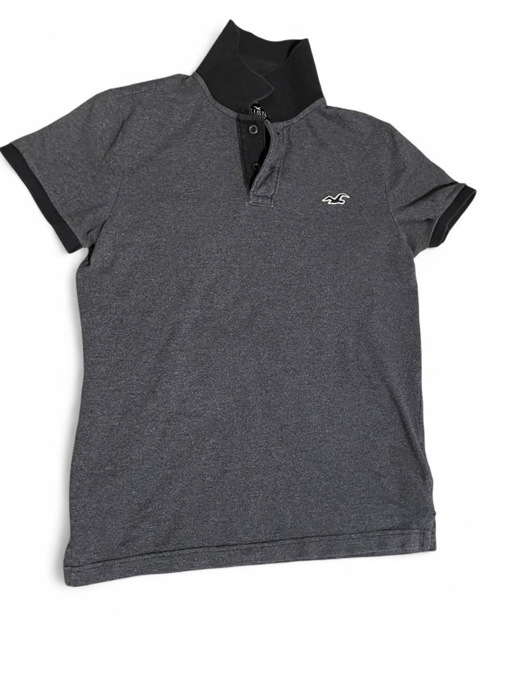 Hollister Gray Heather Polo with Black Trim